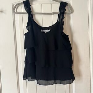 cupcakes & cashmere Black Tiered Ruffle Camisole